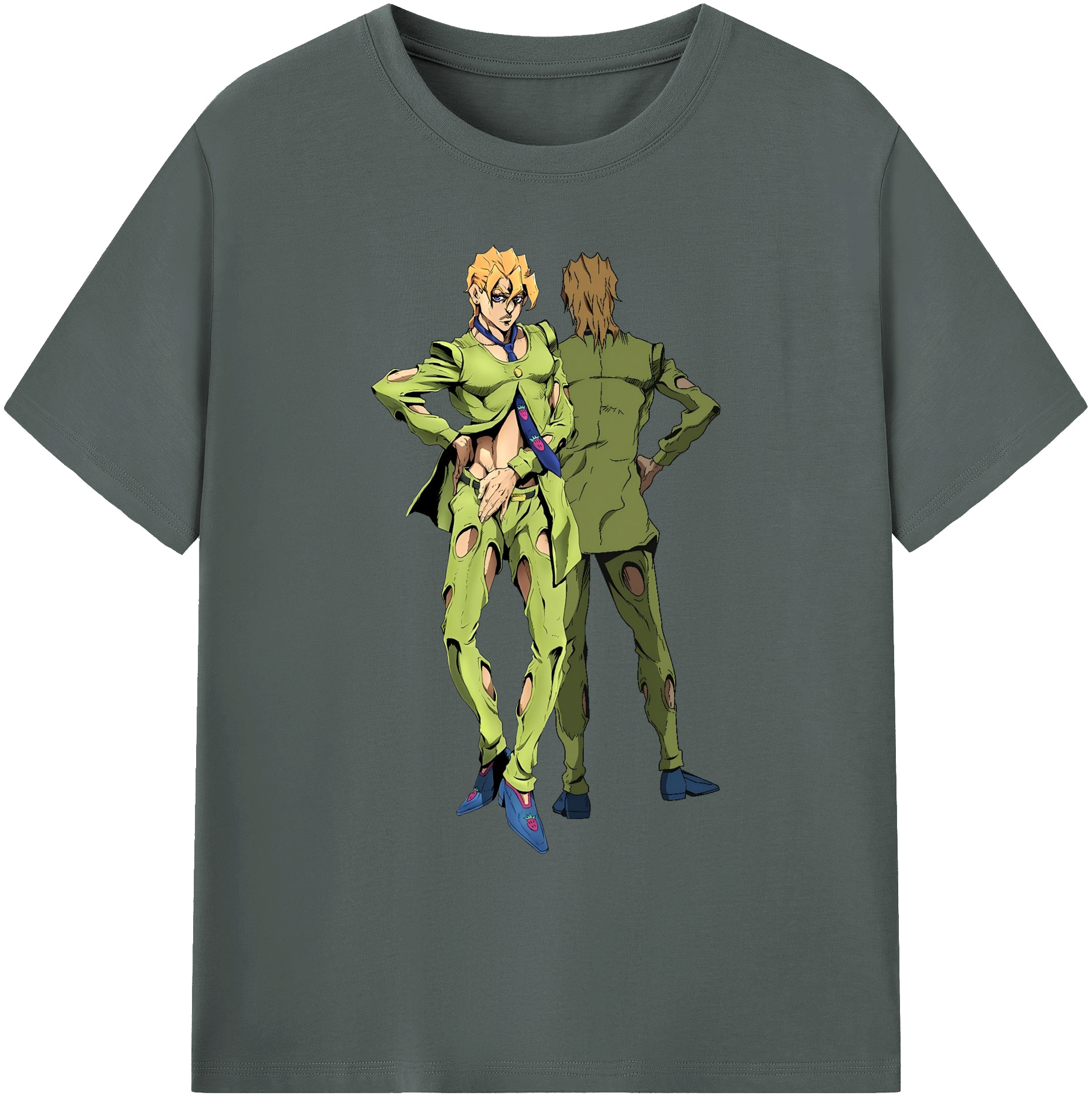 （画像用） ジョジョの奇妙な冒険 パンナコッタ?フー JoJo's Bizarre Adventure Pannacotta Fugo 綿100％ メンズ半袖Tシャツ｜肌触りやわらか＆通気性